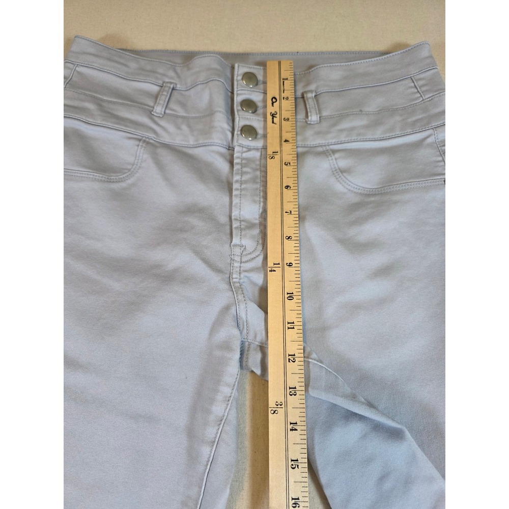 Refuge Women 14 Light Blue Skinny High Rise 3-Button Stretch Pants Cotton Blend - Picture 5 of 10